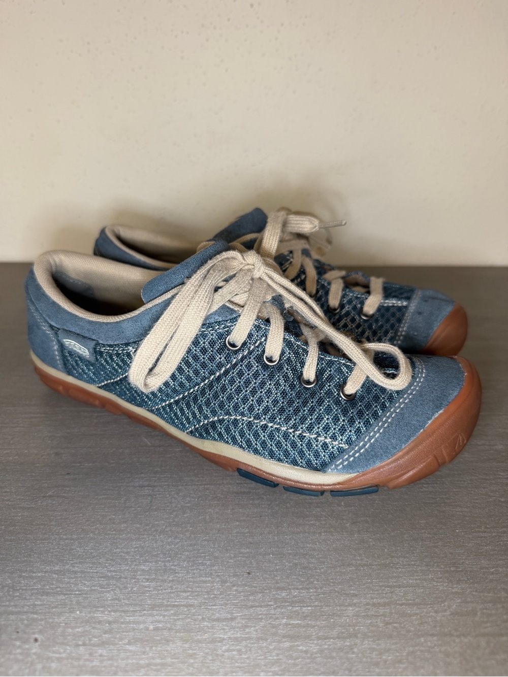 Keen Mercer Lace II CNX Shoes Women’s Size 9.5 Blue Leather Hiking Contour Arch